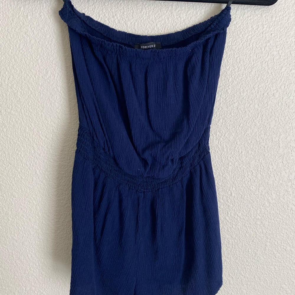 Dark Blue Strapless Romper